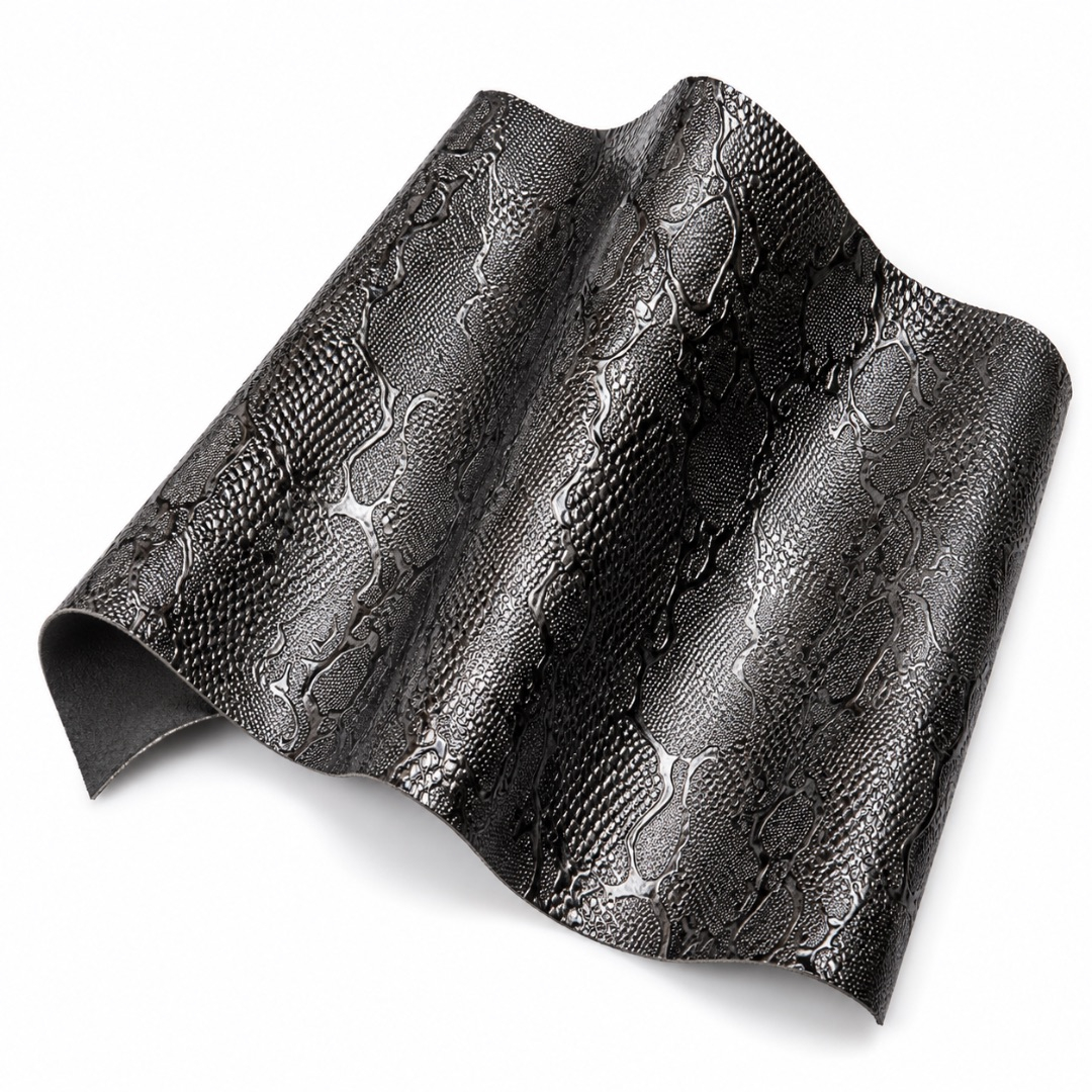 Embossed Black Metallic Snakeskin Utility Material
